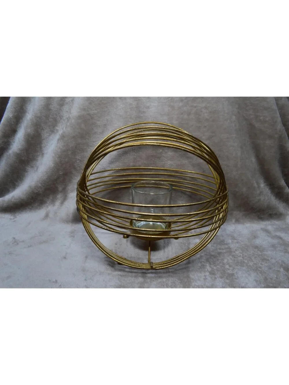Vintage Metal Gold Tone Atomic Orbital Sphere Candle Holder MCM Retro Cosmic